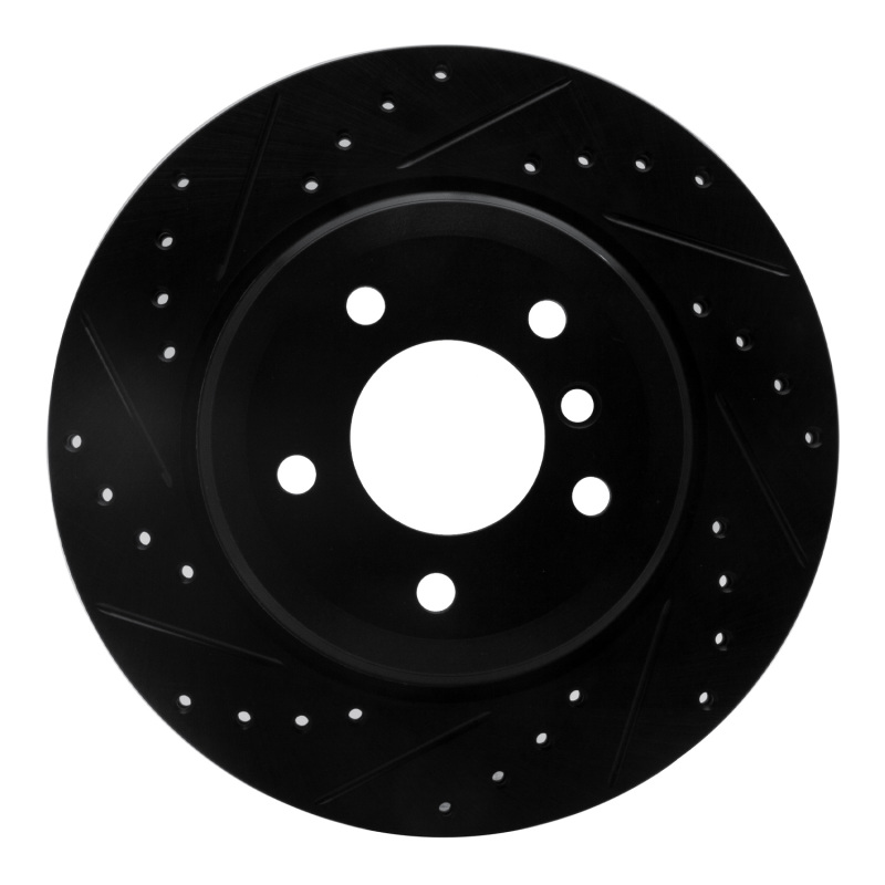 BMW 525I Brake Rotor (1) - Rear Left - R1 Concepts - Drilled & Slotted - Black - `04-`10